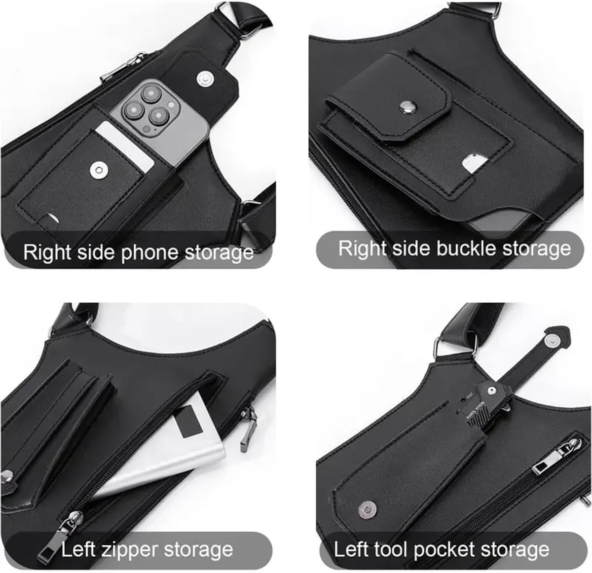 PU Leather Adjustable Underarm Shoulder Bag for Men, Anti-Theft Shoulder Holster
