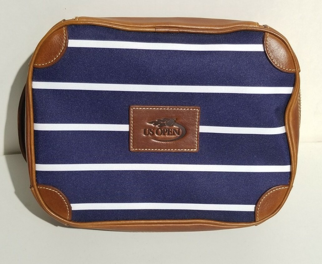 Rare Barrington “U.S. Open” Navy Blue & White Stripe Toiletry / Dopp Bag