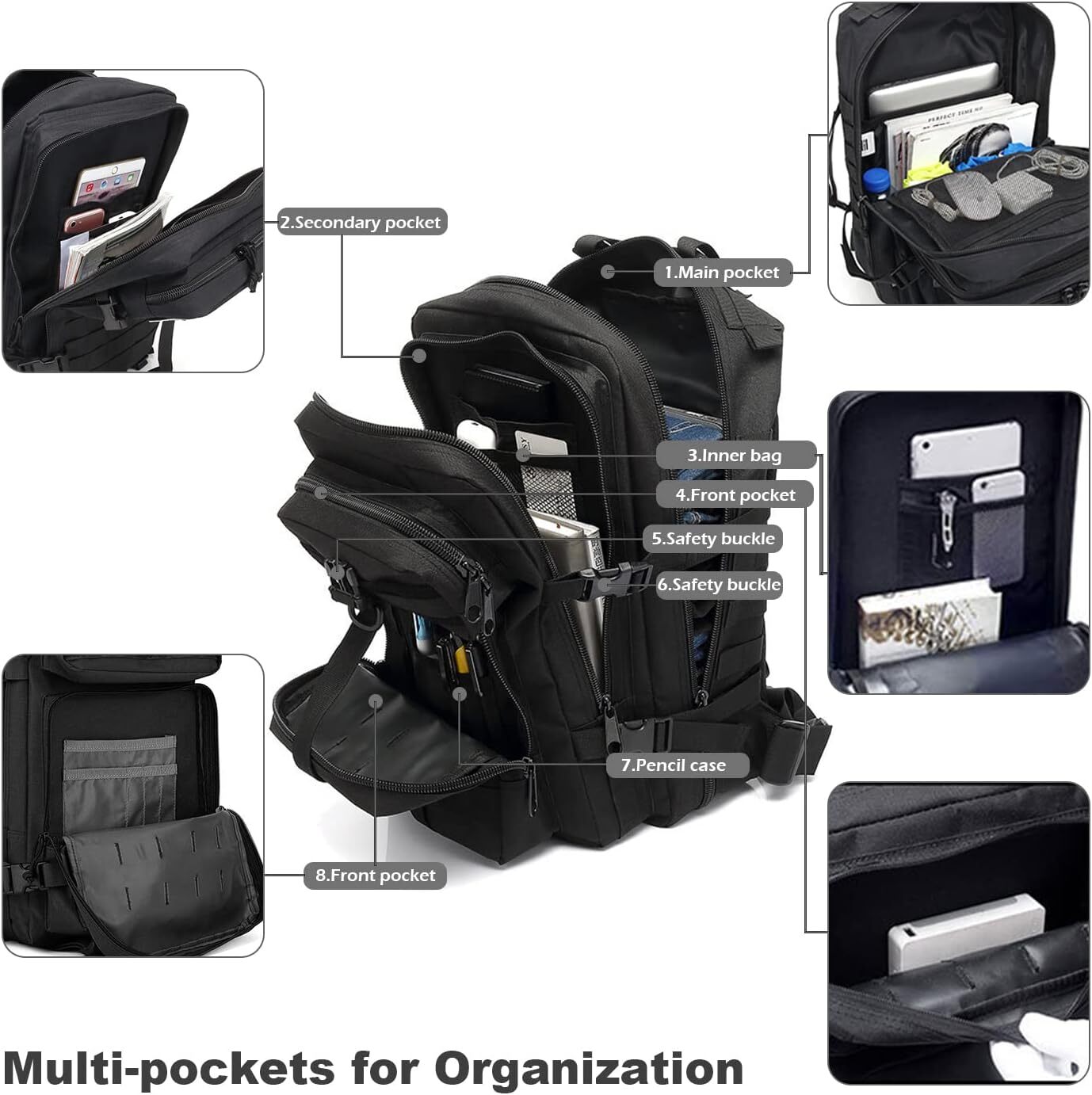 Tactical Military Backpack 50L Waterproof Army Rucksack Hiking Laptop Backpack