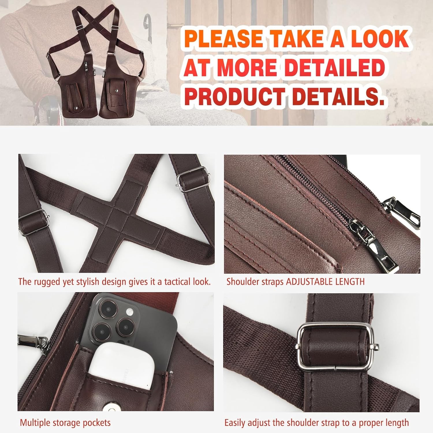Adjustable Anti-Theft Underarm Shoulder Bag PU Leather Wallet Holster Bag