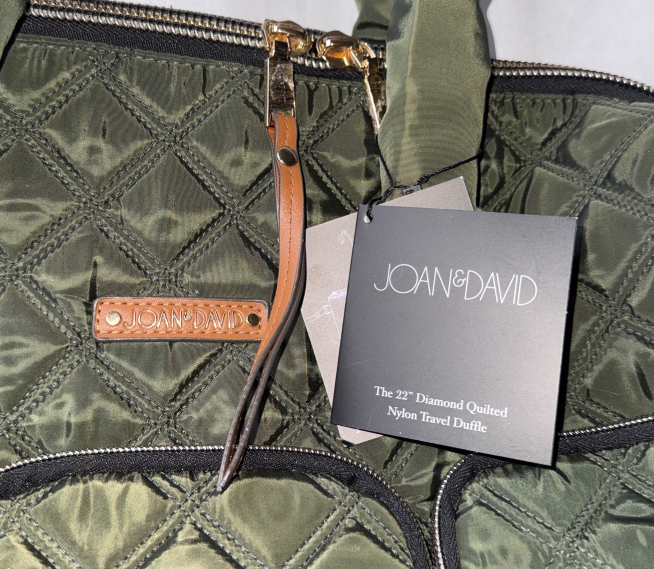 Joan & David 18 Inch Diamond Quilted Nylon Travel Duffle NWT