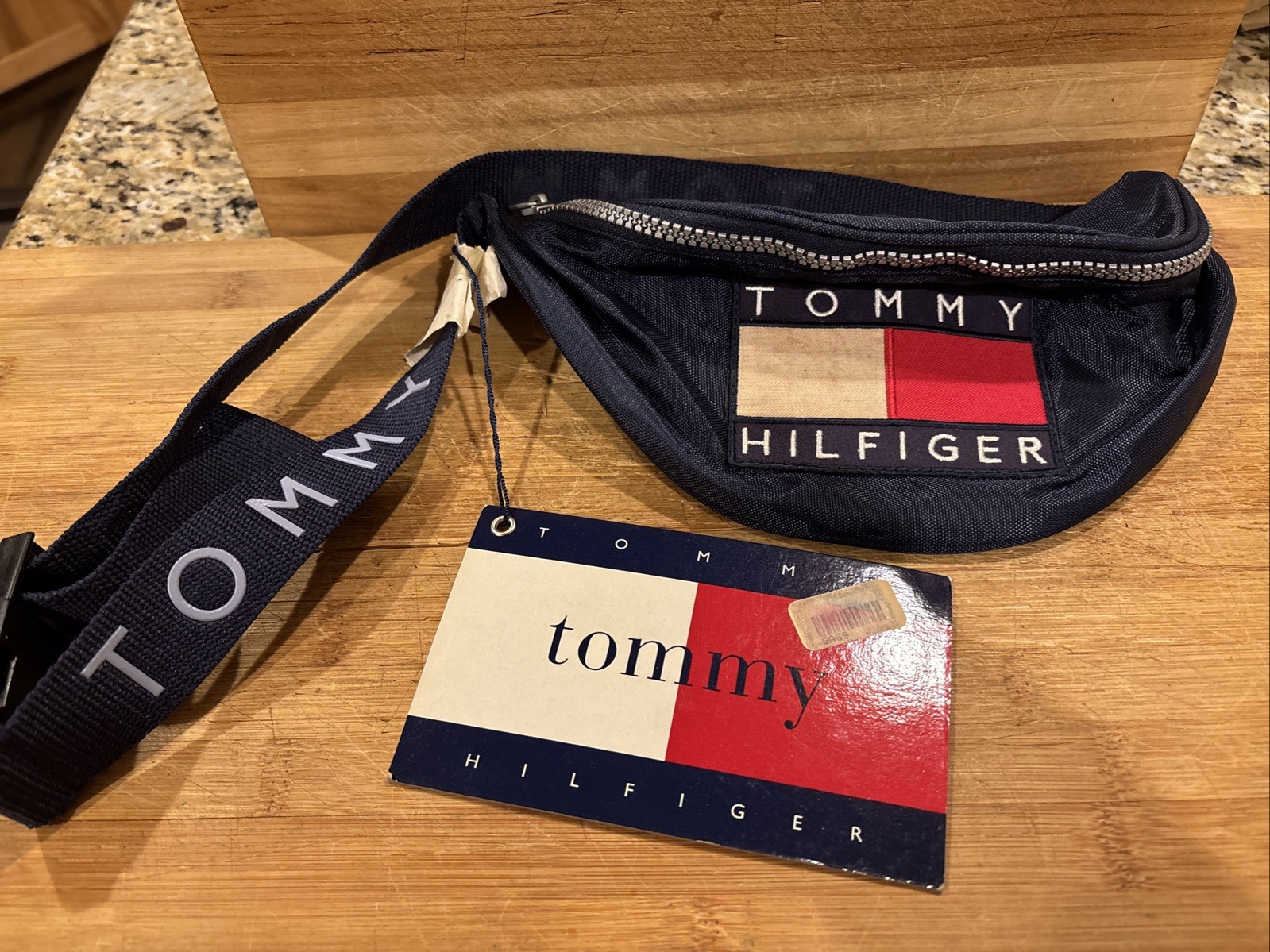 Vintage Tommy Hilfiger Fanny Pack Bum Bag Navy Travel Rare 90’s Brand New NOS