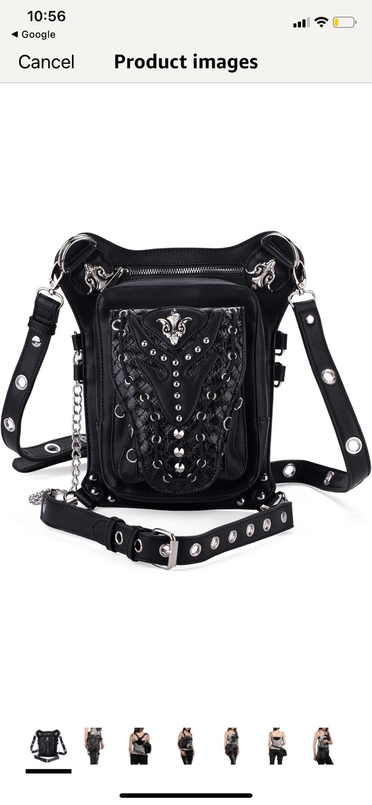 Steel Master Black Zip Buckle Crossbody Adjustable Strap Biker Gothic unisex
