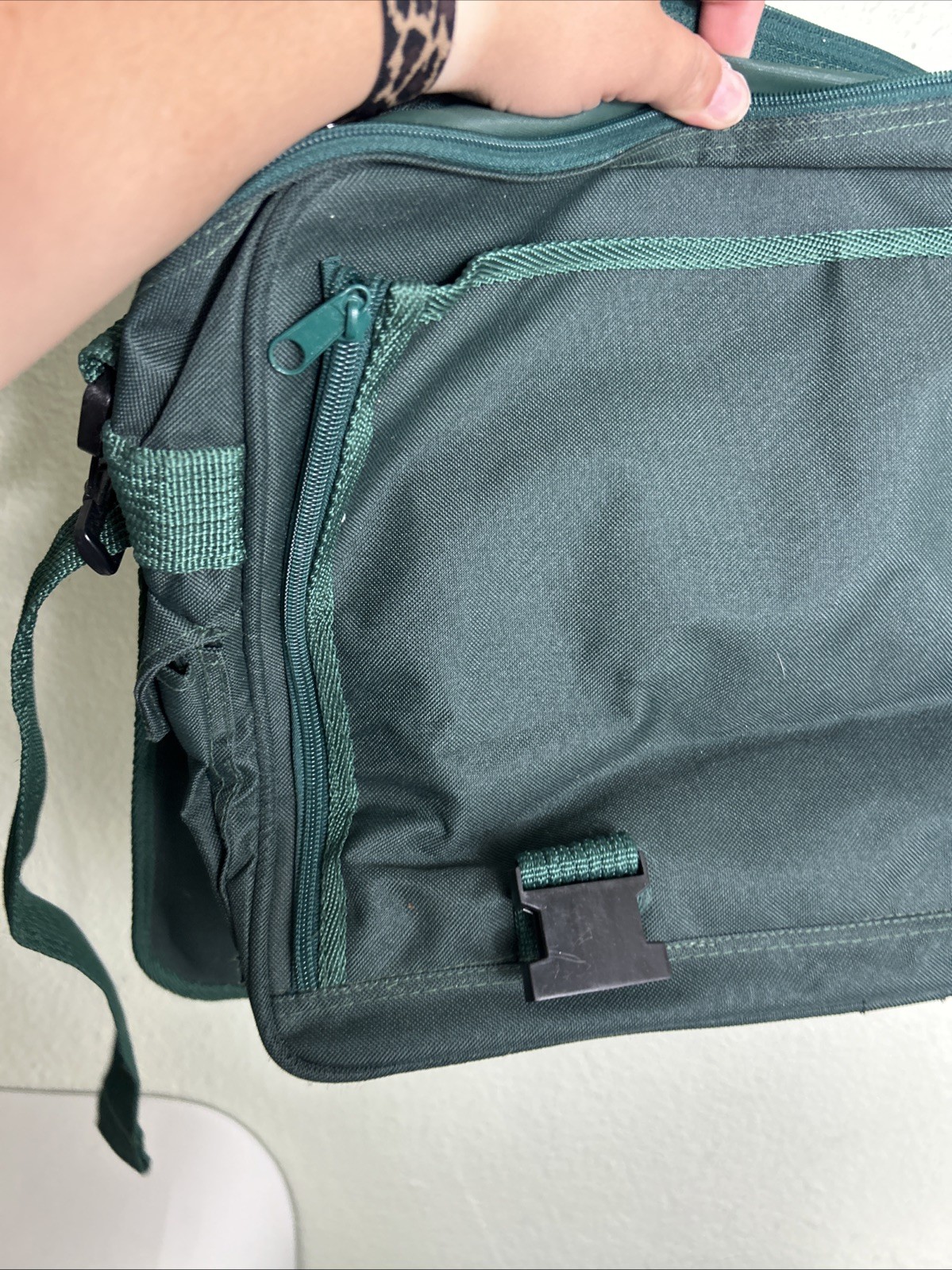 Vintage Perrier Sparkling Water Crossbody Messenger Bag Green 17x12x6