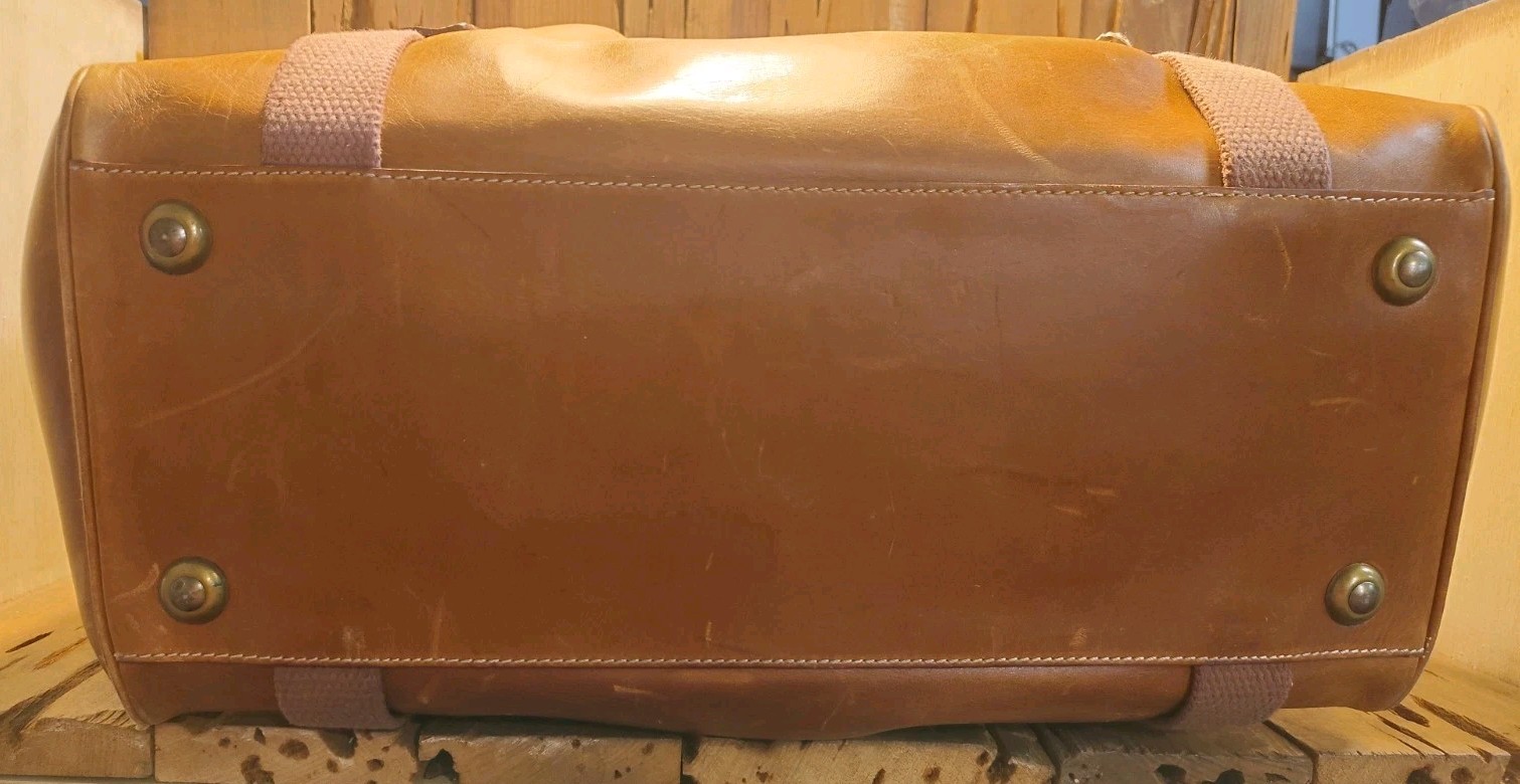 Vtg Express French Country Full Grain Leather Duffle Tack Bag Distressed Look