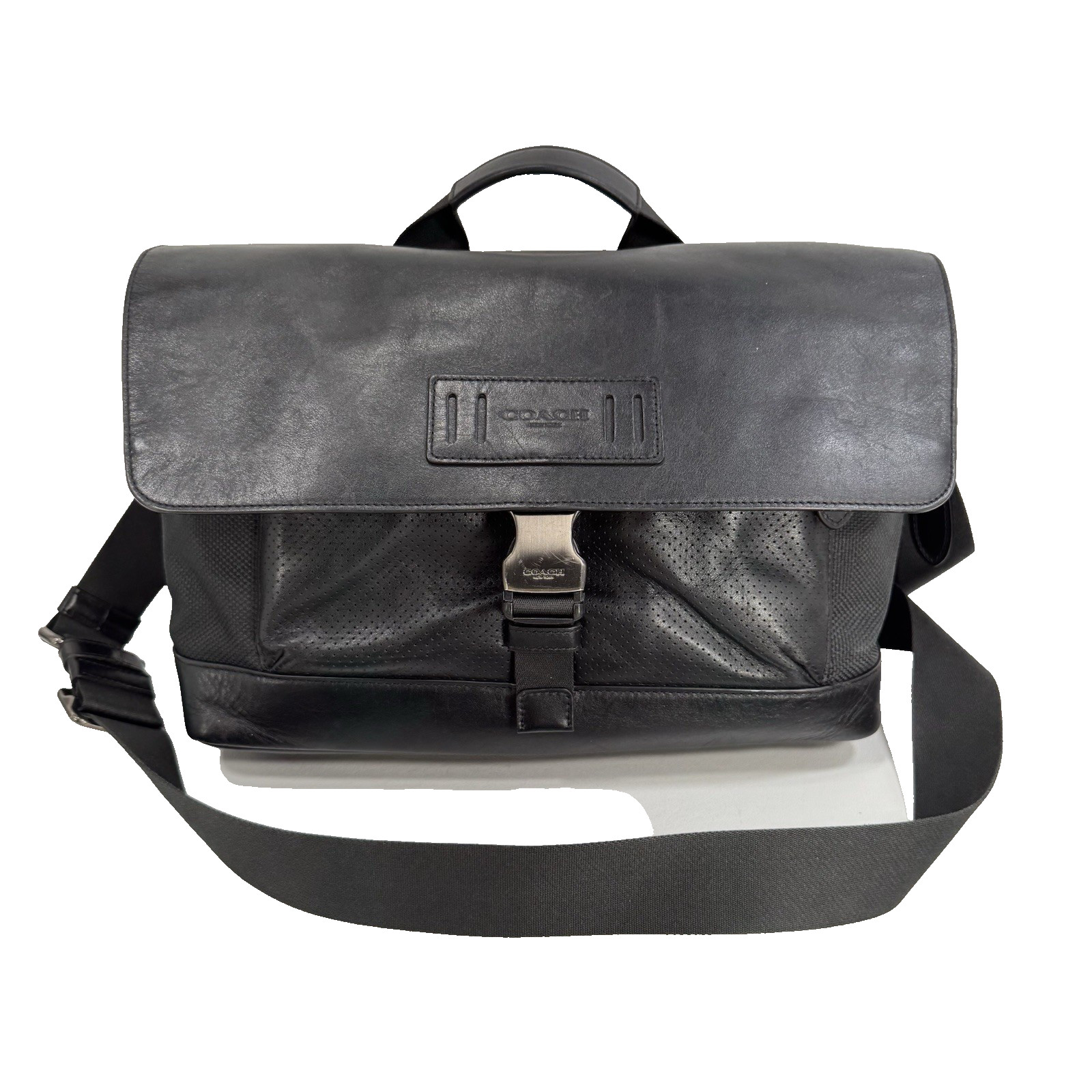 Coach F24673 Perforated Leather/Mixed Material Terrain Bike Bag Messenger