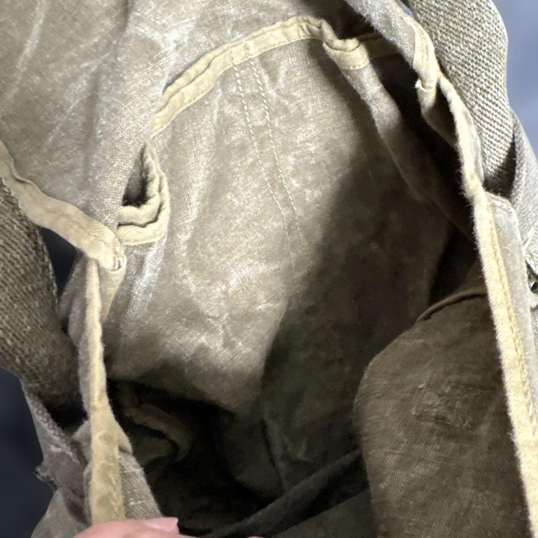 French Army Linen Shoulder Bag 1950s Used Military Canvas