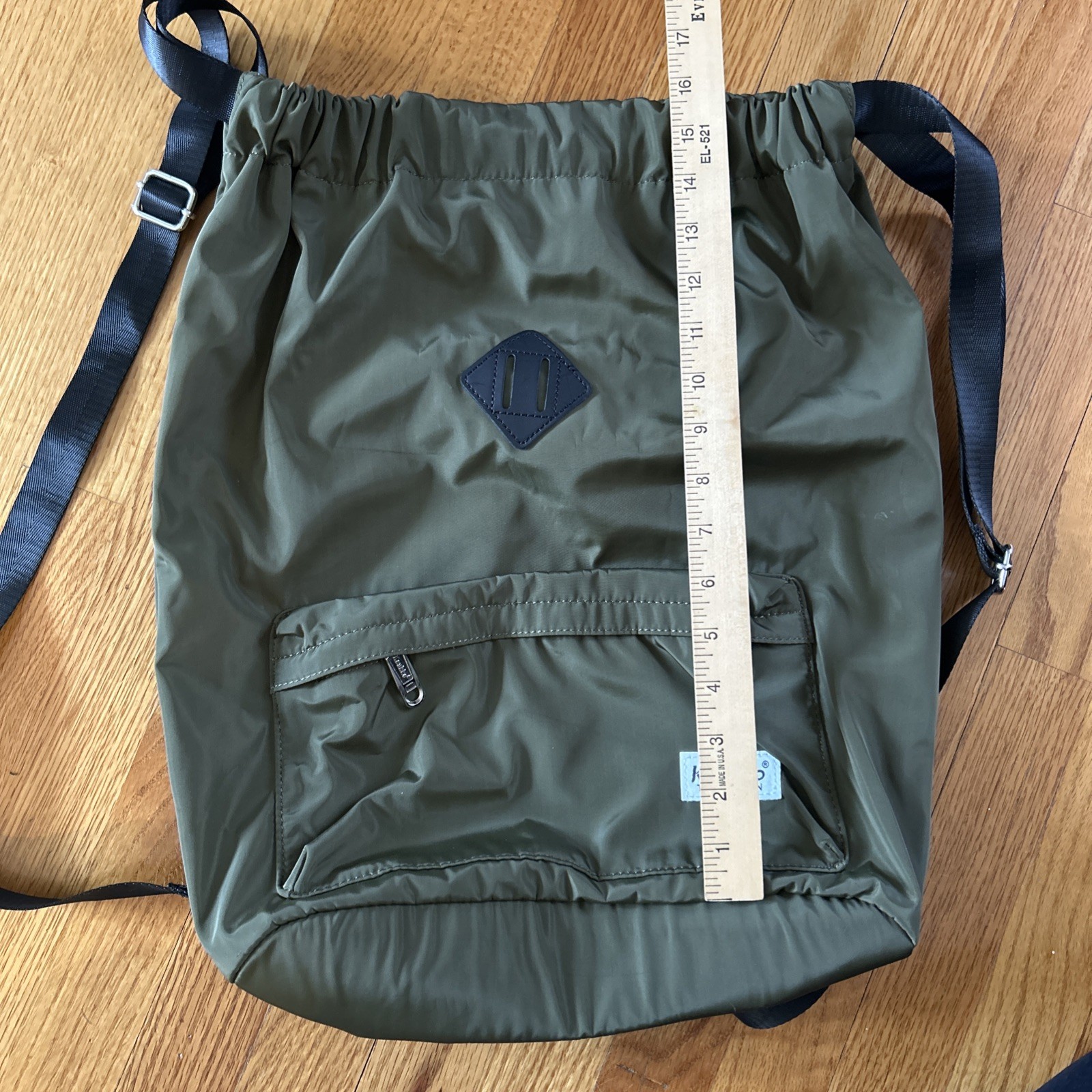 Kaukko Theideman Cinch Top Nylon Back Pack Sack Army Green EUC