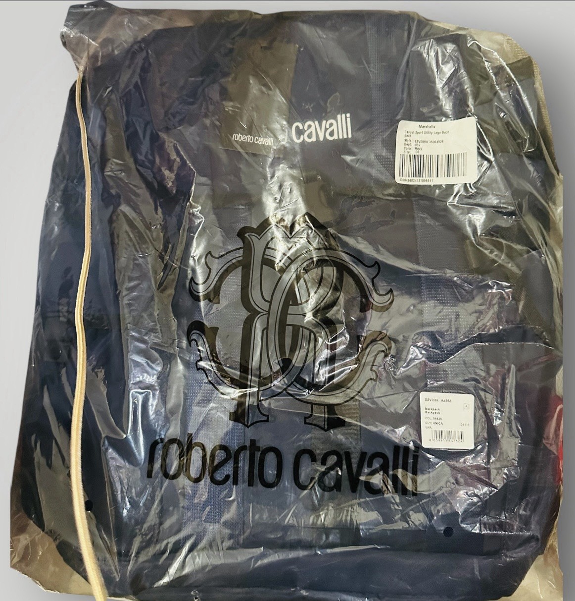 Brand New ROBERTO CAVALLI Navy Utility Backpack,Unisex