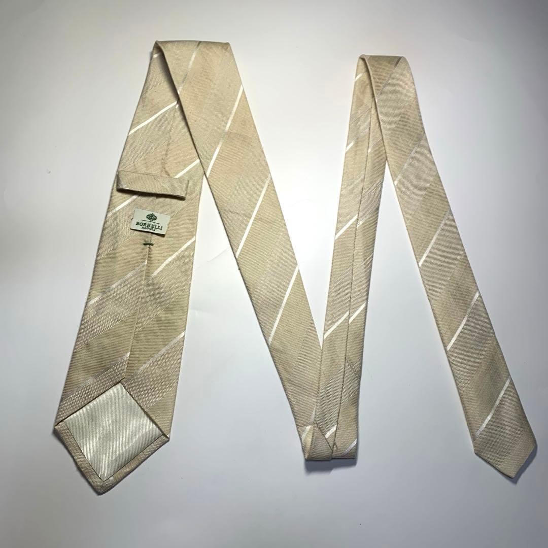 LUIGI BORRELLI Tie White Beige 8cm Width Made in Italy