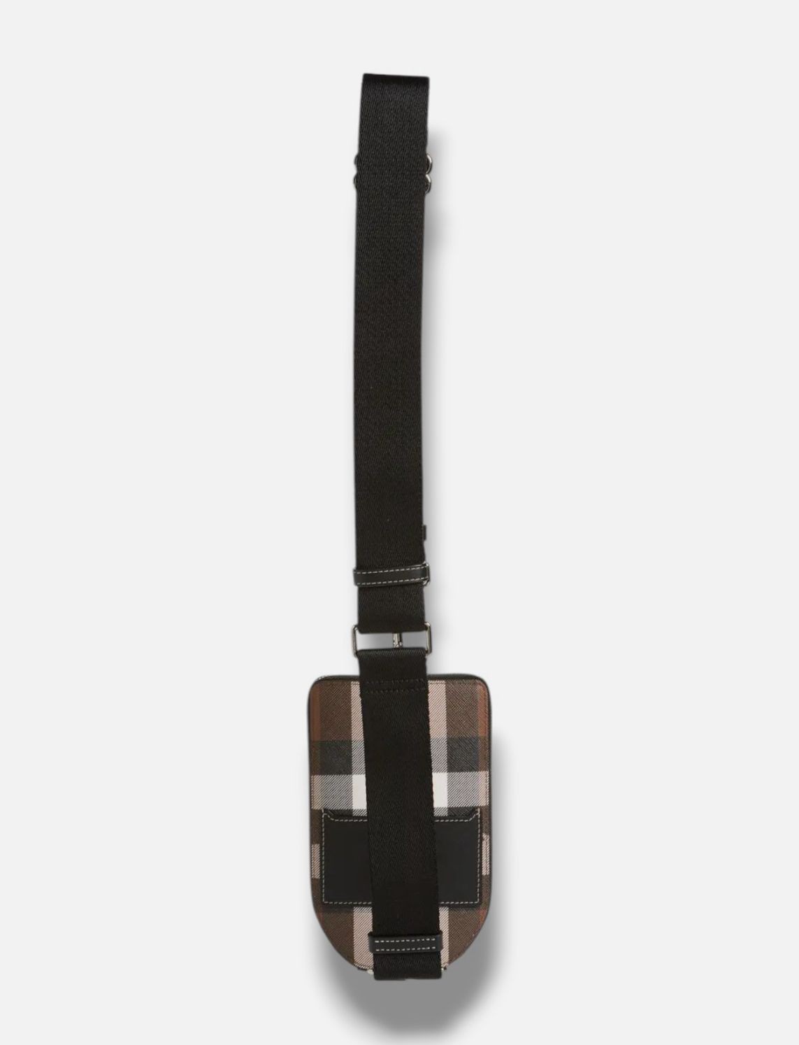 Burberry Men Brown Check Phone Case Crossbody Bag