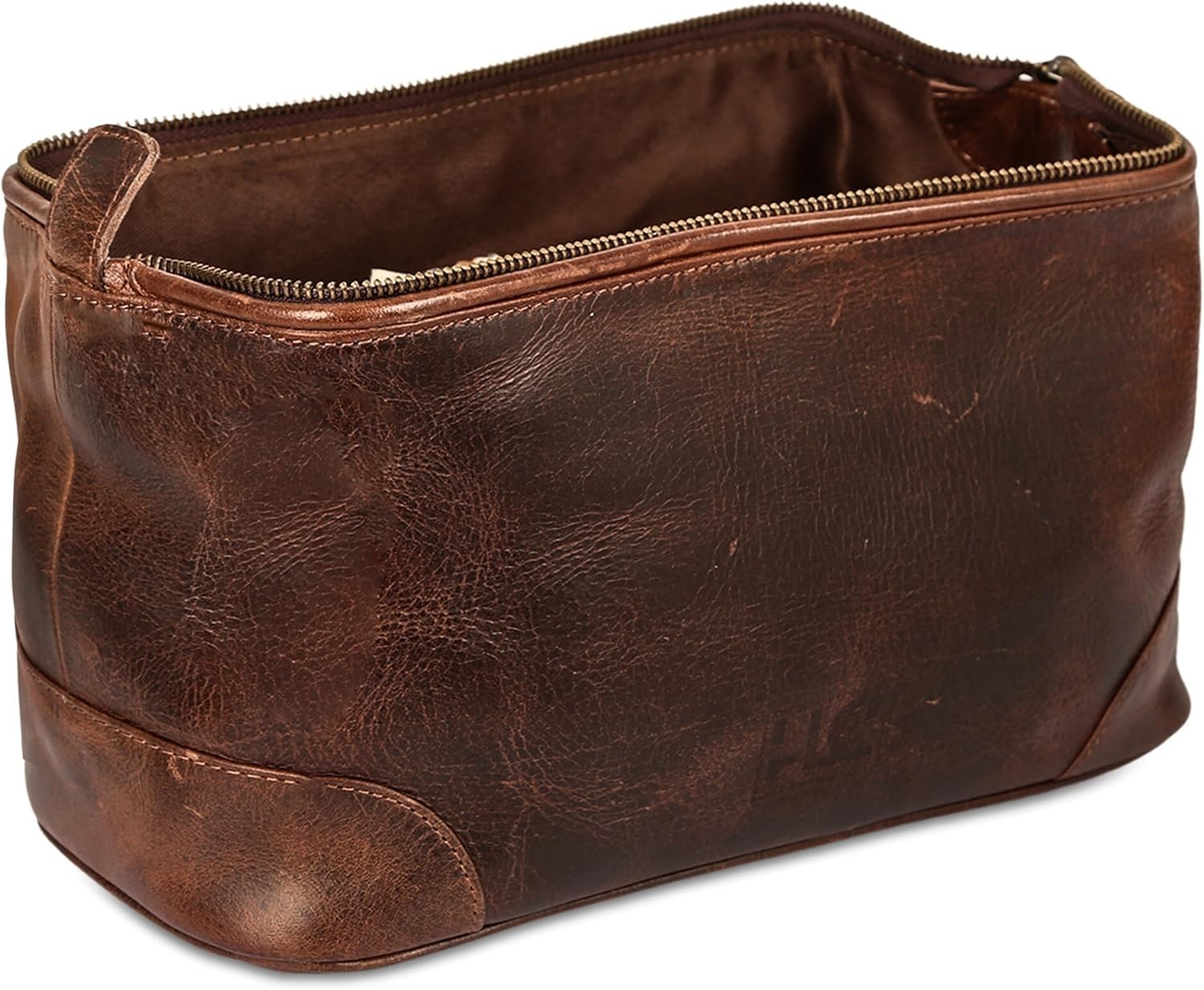 Leather Toiletry Bag for Men, Premium Dopp Kit, Travel Organizer, Size 10 inch