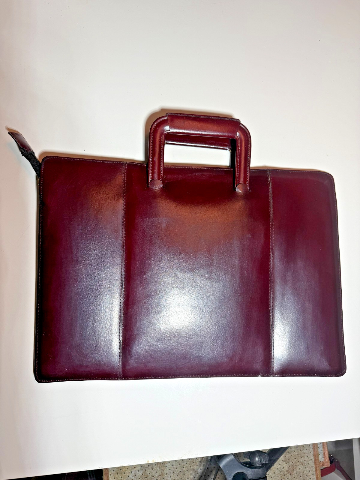 Vintage AMBASSADOR Burgundy Genuine Pigskin Leather Laptop Attaché Made in Roman