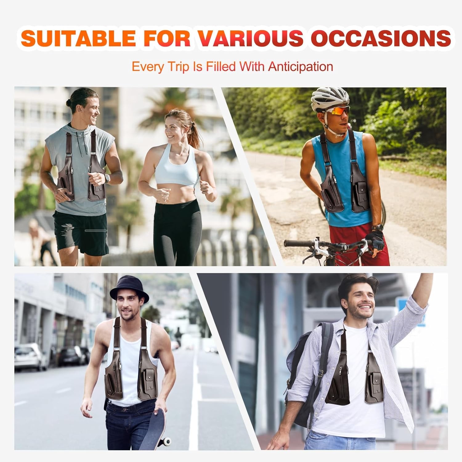 Adjustable Anti-Theft Underarm Shoulder Bag PU Leather Wallet Holster Bag