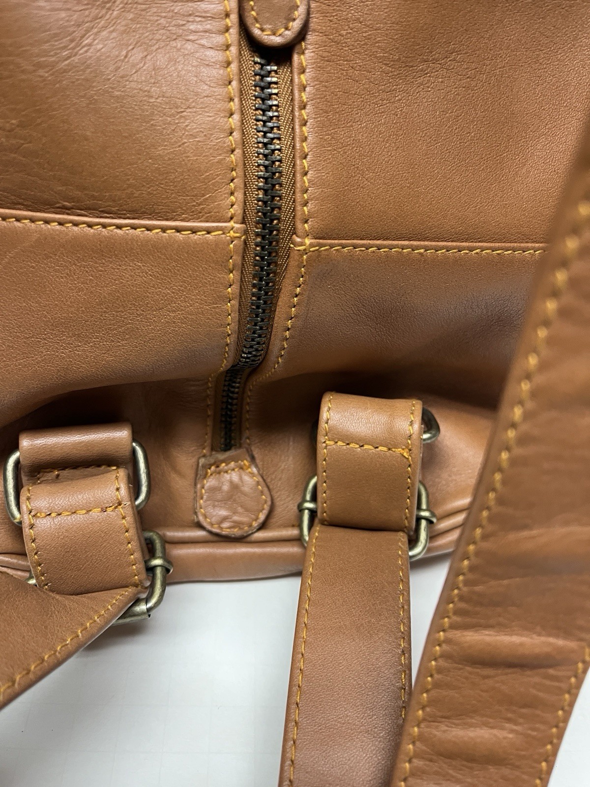 Vintage Marlboro Drawstring Buckle Leather Zip Backpack Purse Bag ~ Brown