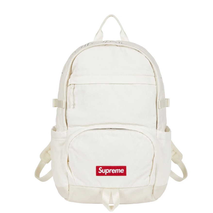 SUPREME FW25 DENIM BACKPACK BLACK INDIGO WHITE 3M LOGO 23L 19.3″ x 12.6″ x 7.1″