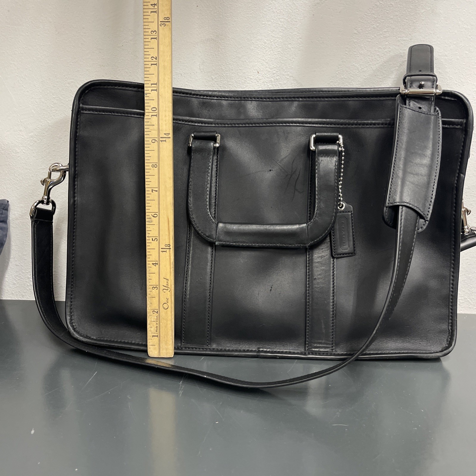 Coach Metropolitan Slim Leather Briefcase Black Crossbody Bag