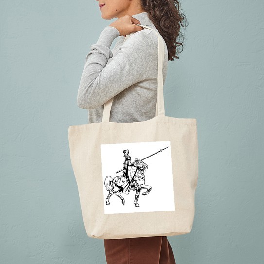 CafePress Mounted Knight Natural Canvas Tote Bag, Cloth Shopping Bag (107326468)