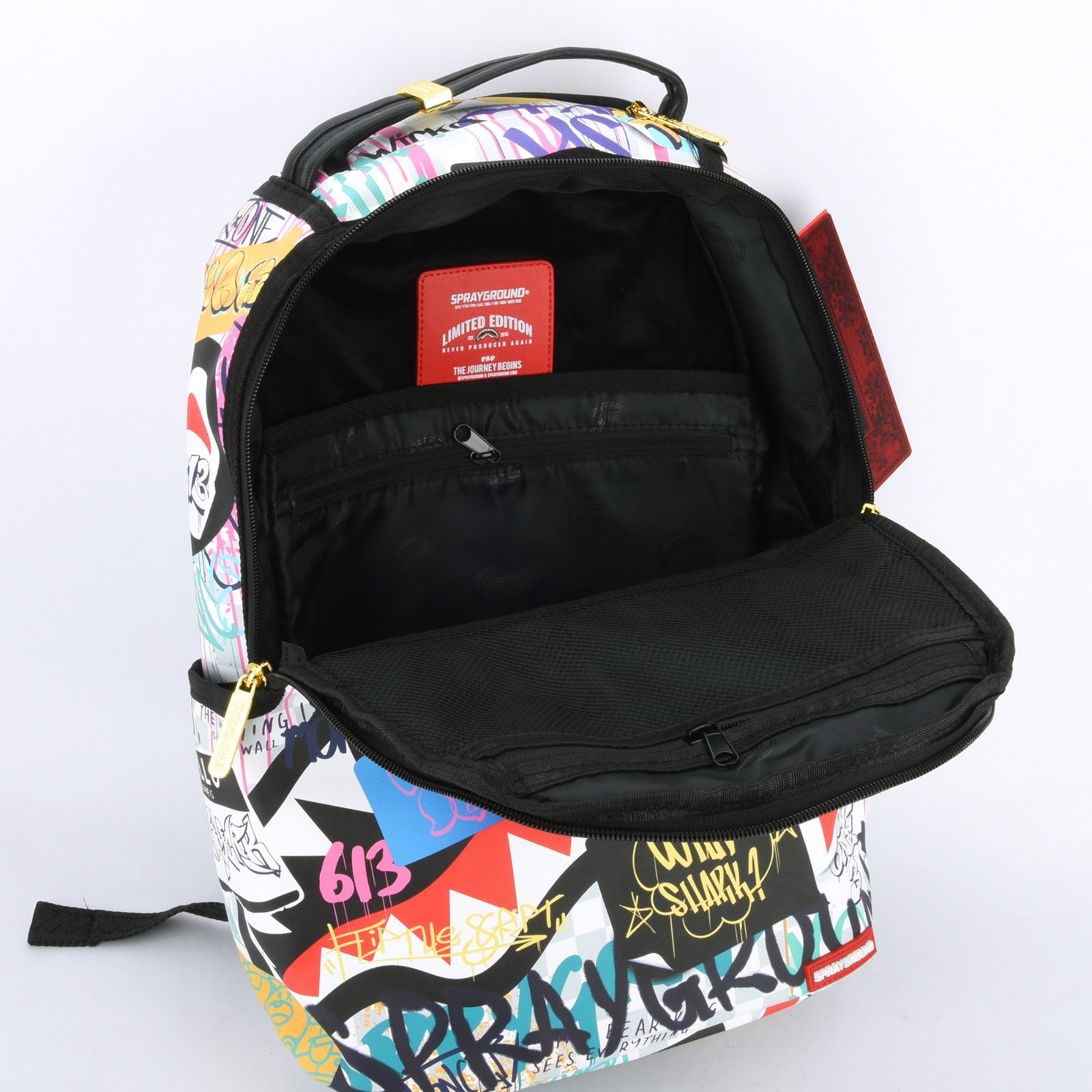 Sprayground Shark Poetry Create Another Day Dlxsv Backpack Zippered Graffiti