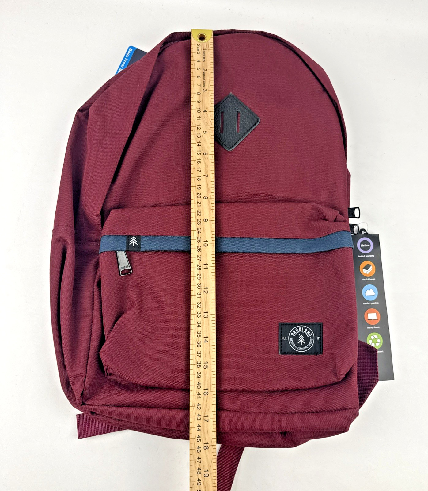 NEW Parkland Meadow Plus 30L Backpack Maroon Burgundy 15″ Laptop Bottle Holder