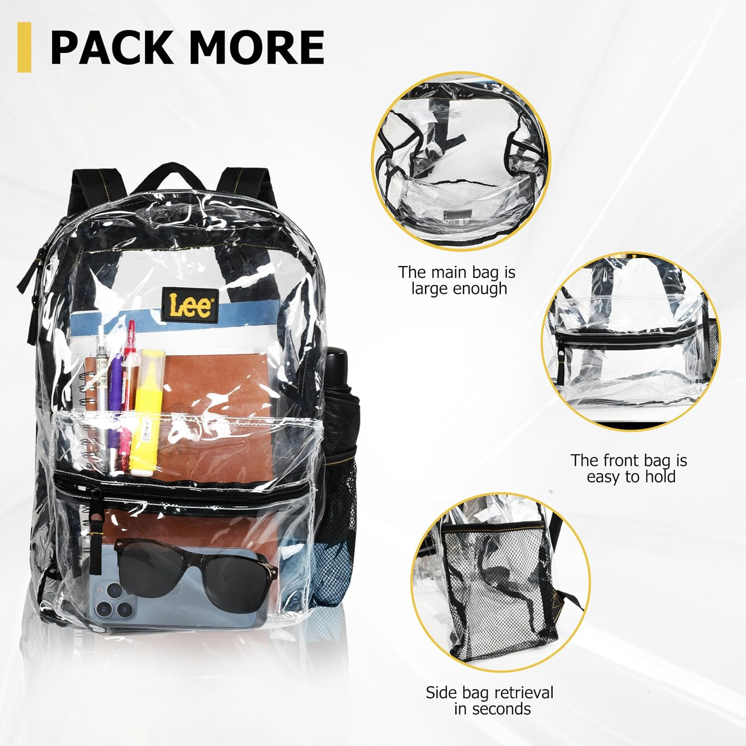 Clear Backpack for School Heavy Duty Transparent Backpack – Water Resistant PVC,