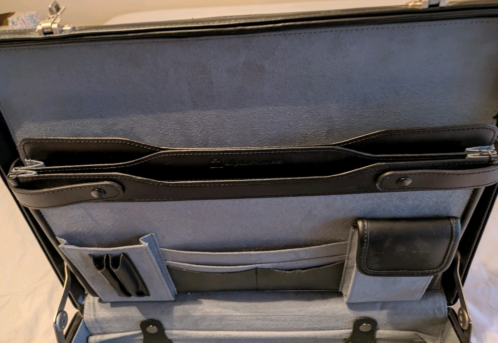 Alpine Swiss Expandable Dual Combination Black Leather Briefcase