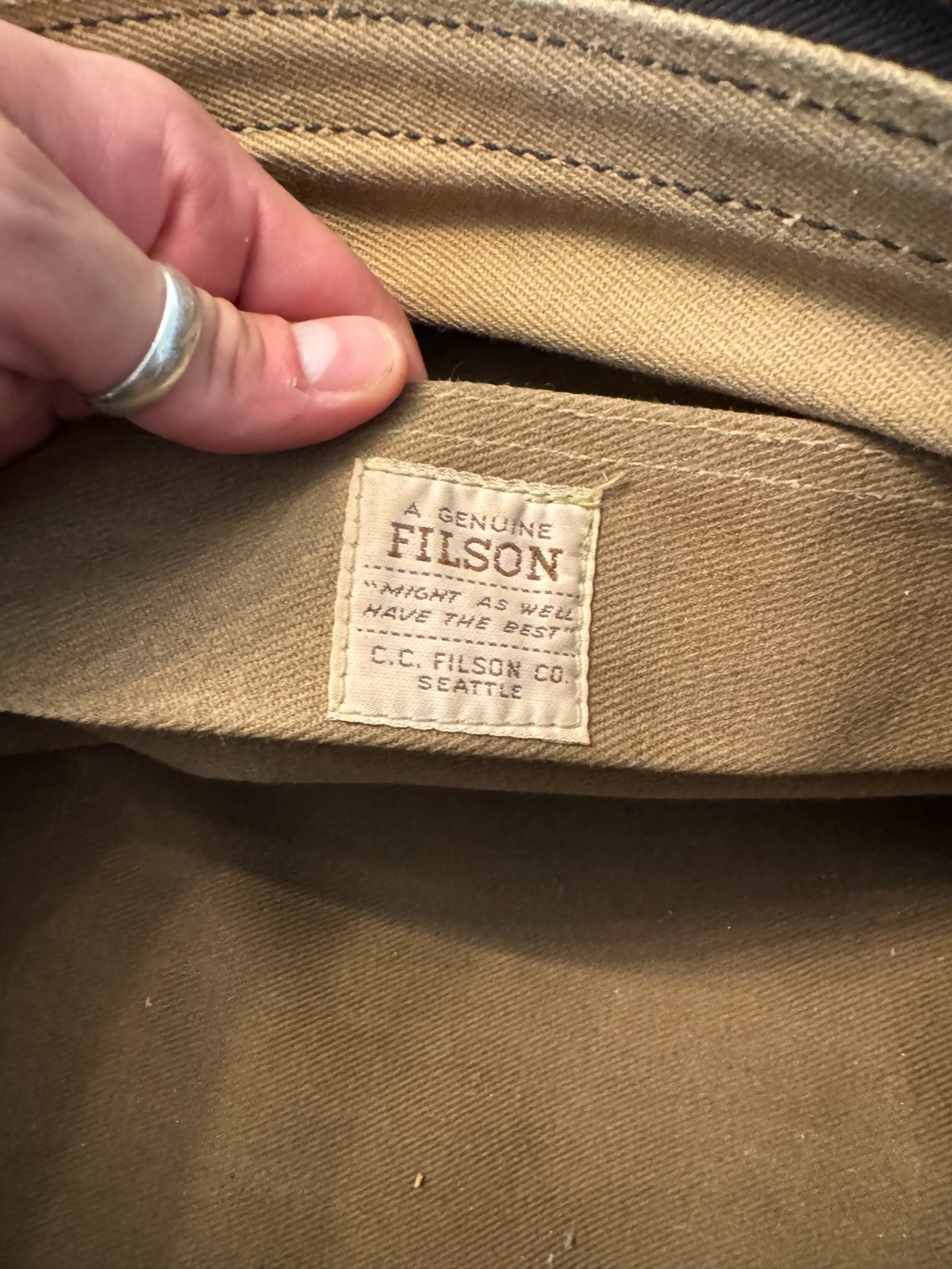 Filson Rugged Twill Outfitter Bag Brown Green Talon Era Rare Made in USA Vintage