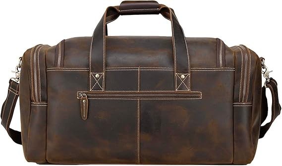 Full Grain Leather Duffle Bag Travel Weekender Overnight Thick Large Unisex Bag