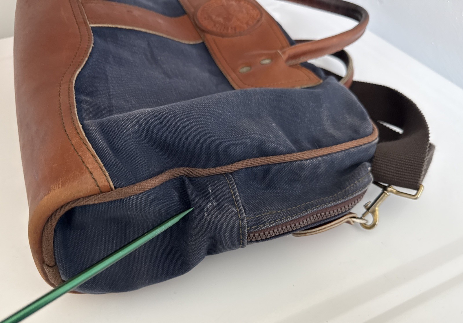 Duluth Pack Minn. Blue Canvas Leather Briefcase USA Travel Bag VTG Well Used
