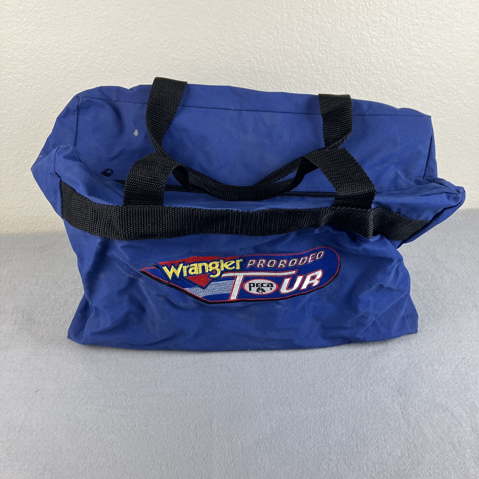 Wrangler Duffel Bag Blue Pro Rodeo Tour PRCA Western Embroidered Carry On Travel