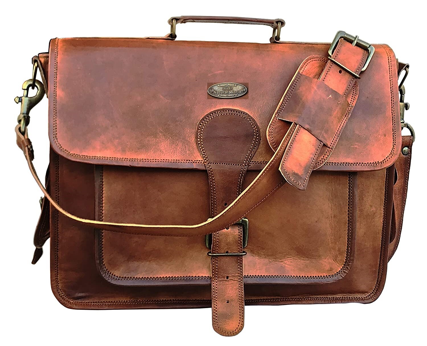 Gvb Men’s Leather Vintage Messenger Shoulder Laptop Bag Briefcase Gift For Men
