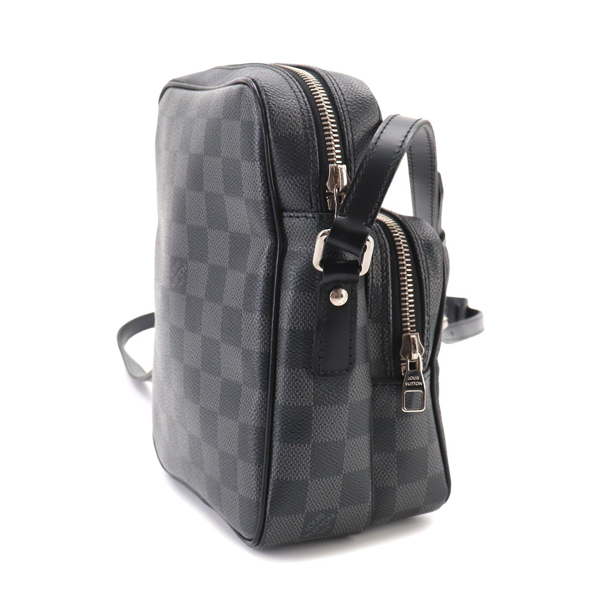 LOUIS VUITTON Damier Graphite Rem Shoulder Bag Black Gray N41446 Purse 90333842