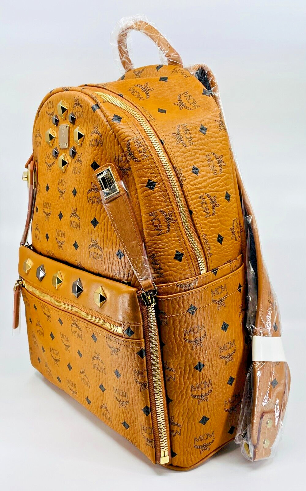 MCM Backpack DUAL STARK Visetos CognacBrown Medium MMK 6sve79 Leather Authentic