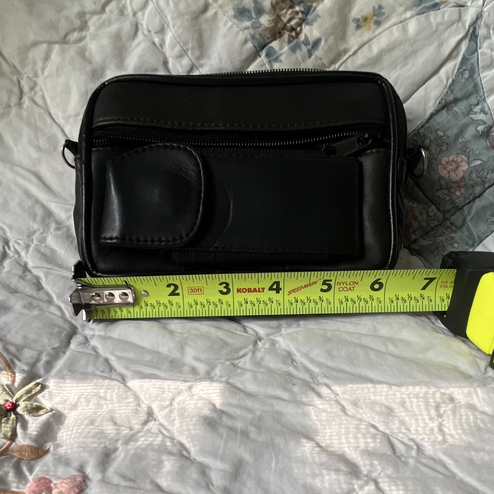 Men’s Black Zip Pouch Bag w/ belt Strap & Outer Pockets without strap