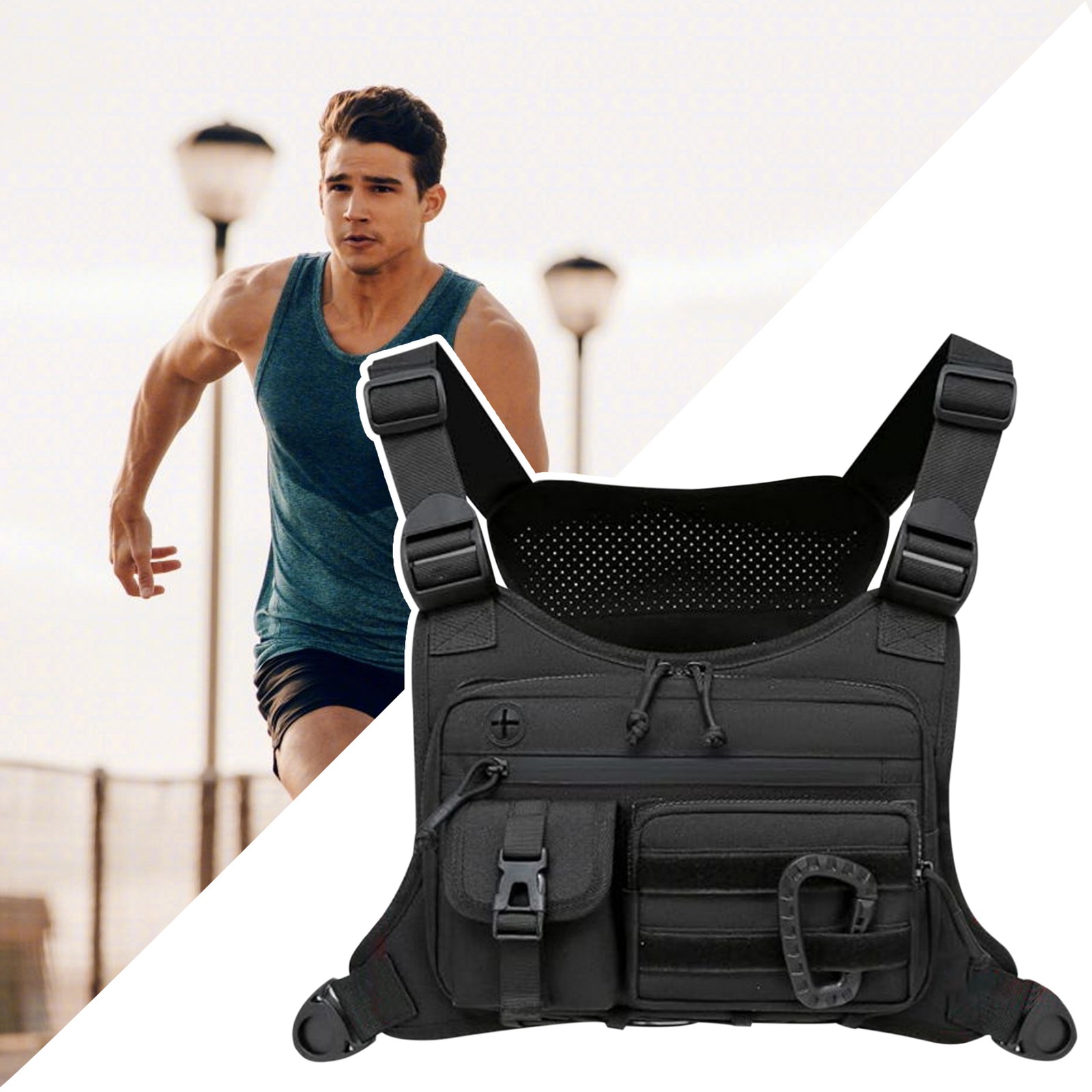 Sport Tactical Combat Chest Rig Bag Front Pouch Recon Kit Pack Protective Vest