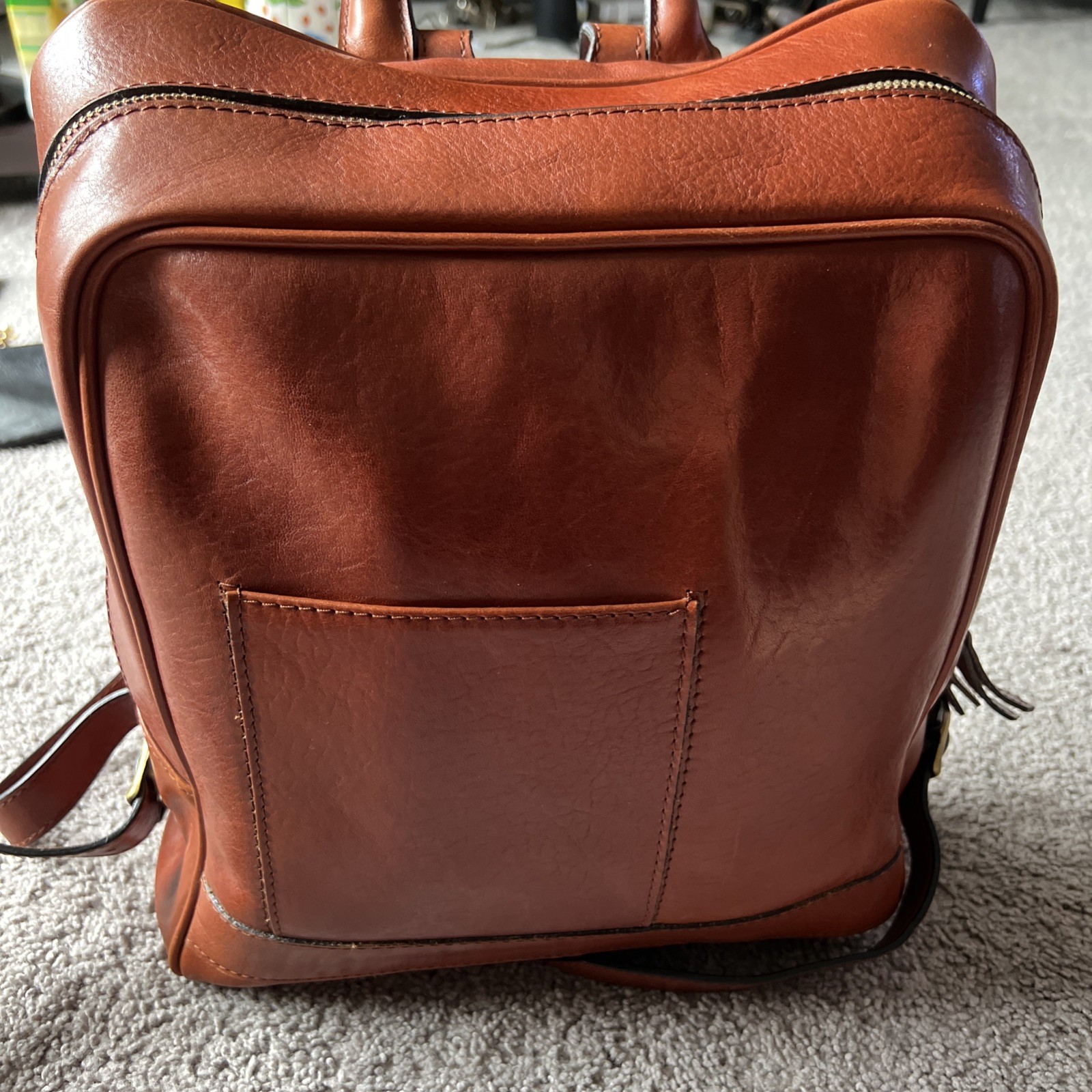 Italian Florence Handmade High Q Genuine Leather Unisex Backpack Made In Italy