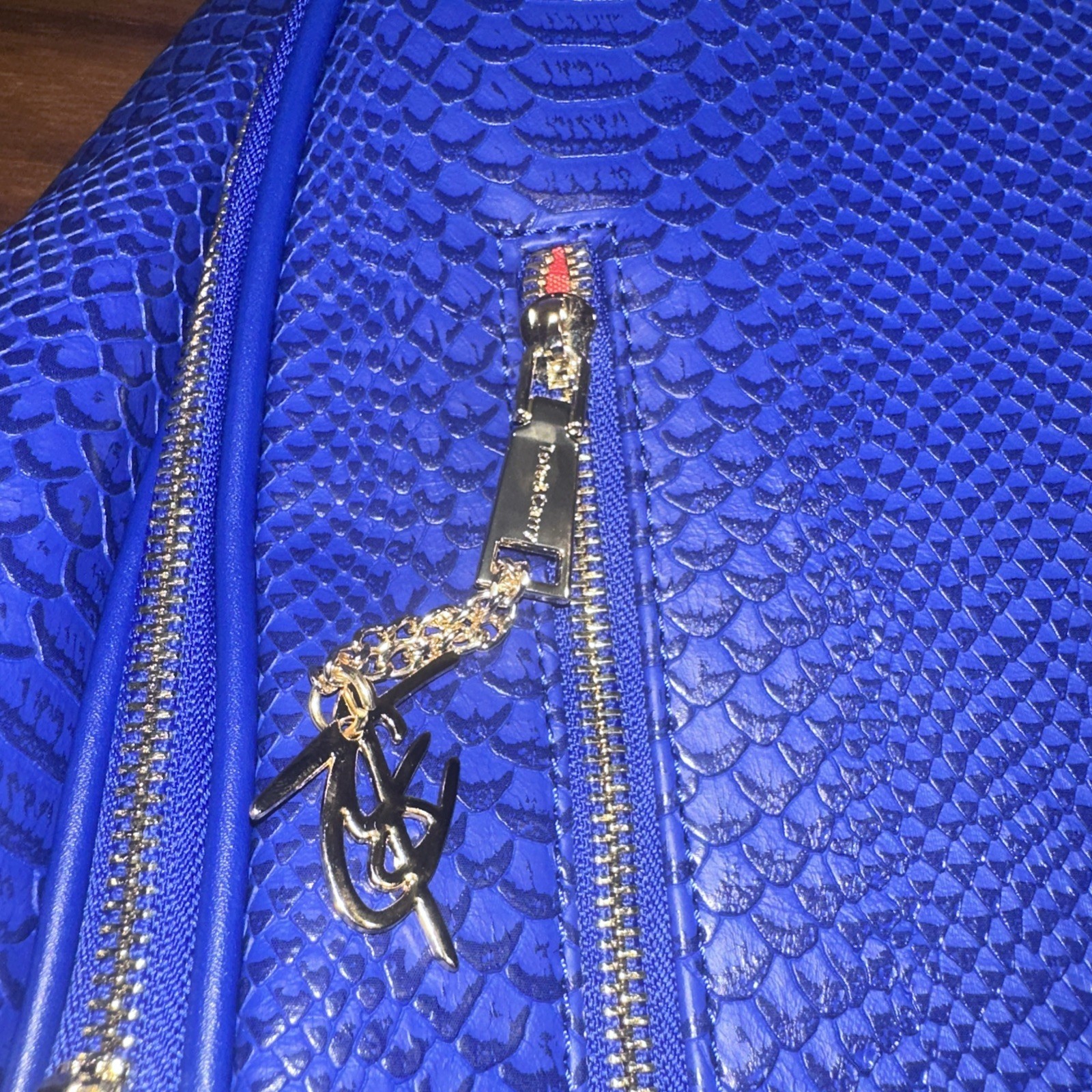 Tote&Carry Tote And Carry Organic Snakeskin Backpack Royal Blue NWT