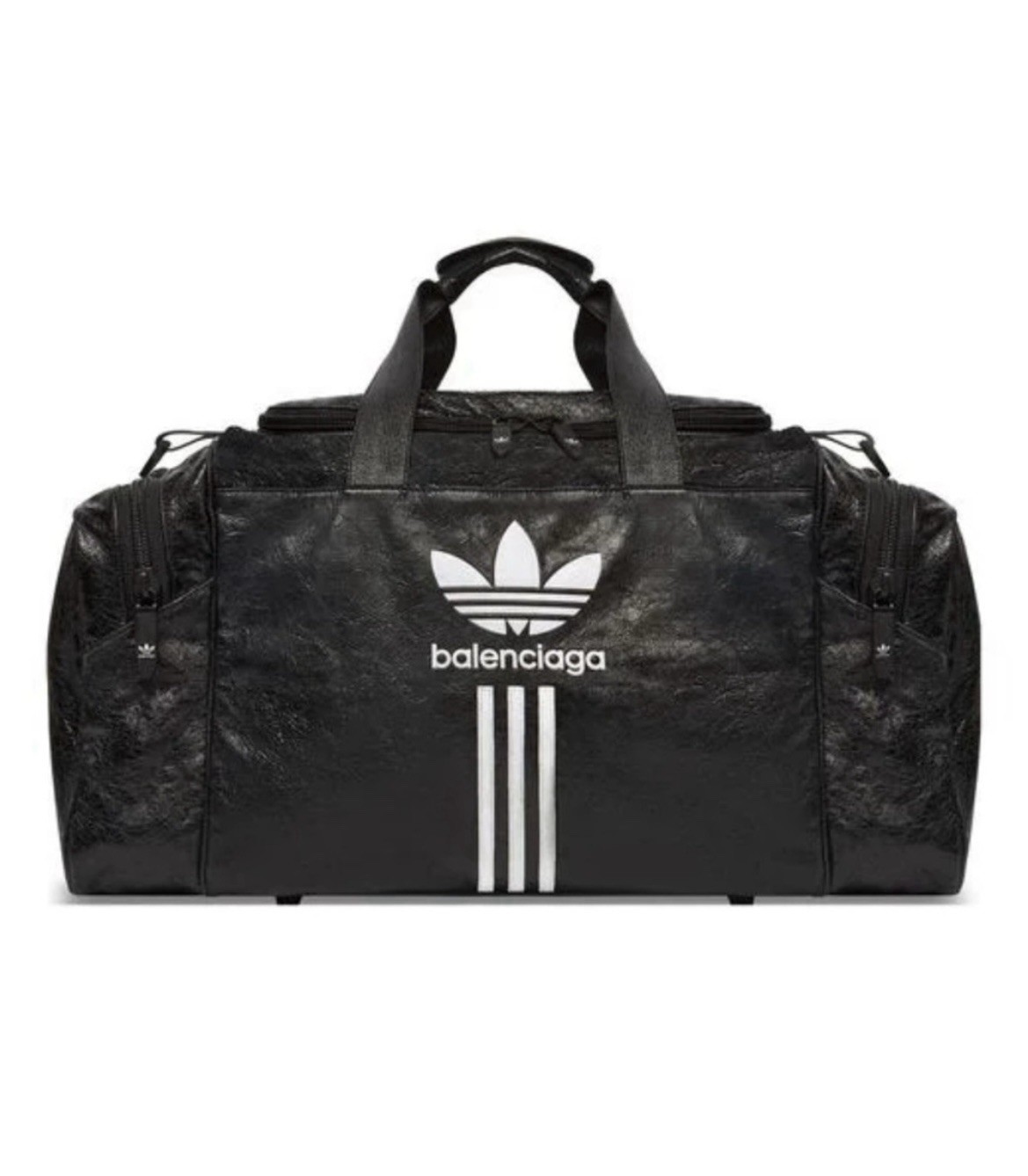 NWT BALENCIAGA X Adidas Black Lambskin Leather Gym Duffle Bag
