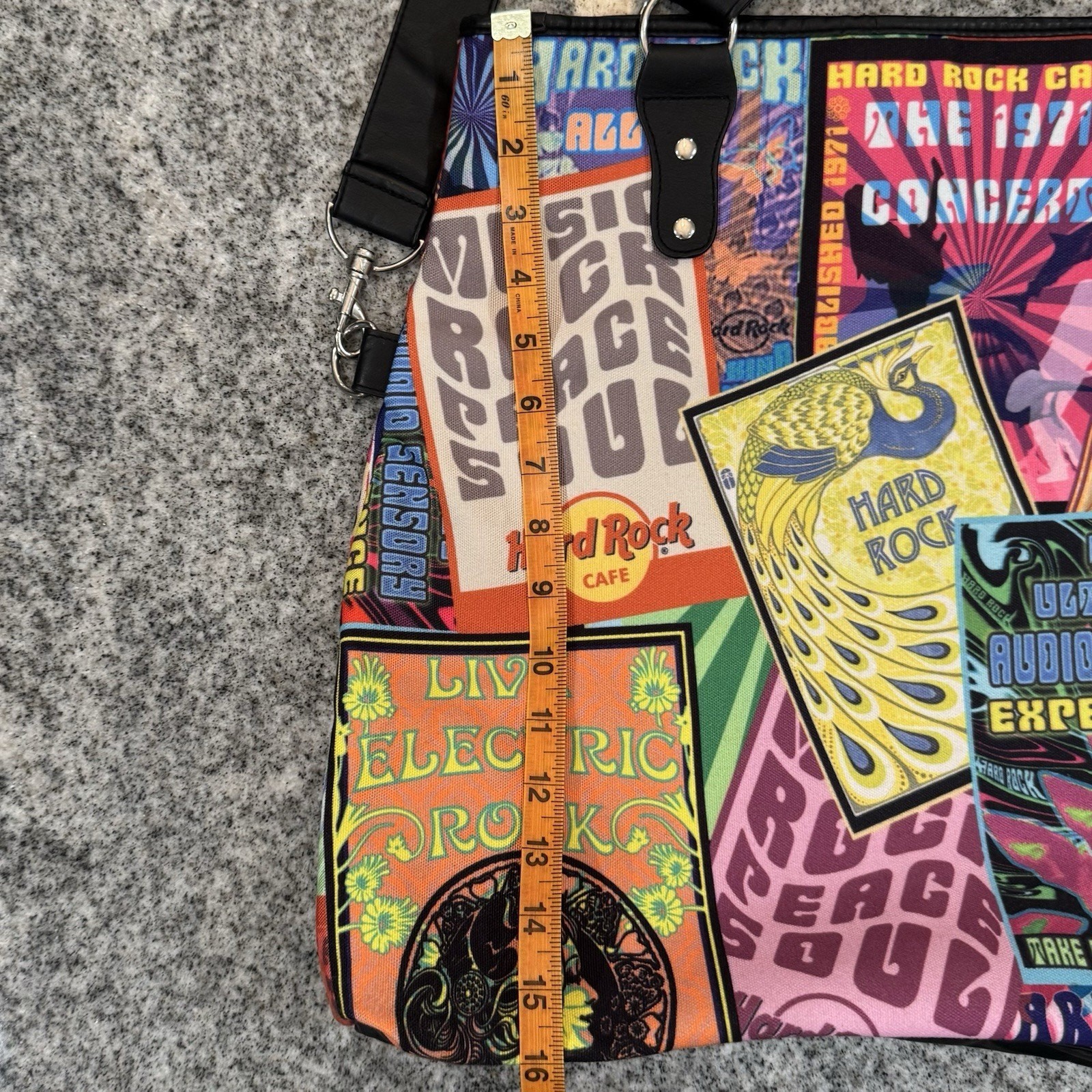 Hard Rock Cafe Concert Poster Graphic Messenger Tote Bag Purse Retro Boho *READ