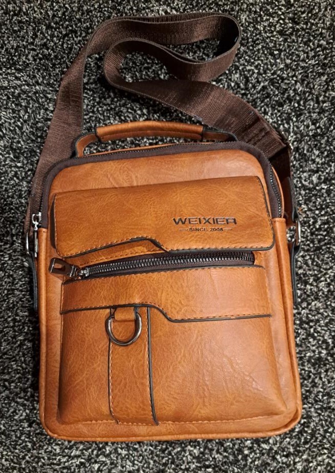 WEIXIER Messenger Bag – Mens PU Leather Crossbody Shoulder Pouch Travel Bag