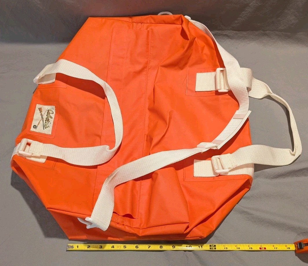 Vintage Cabela’s Large Orange Waterproof Duffle Bag Hunting Fishing