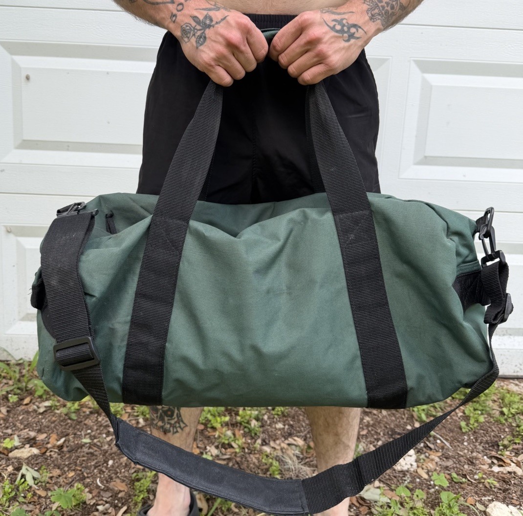 Vintage Forest Green Large Duck Head Canvas Duffle Bag