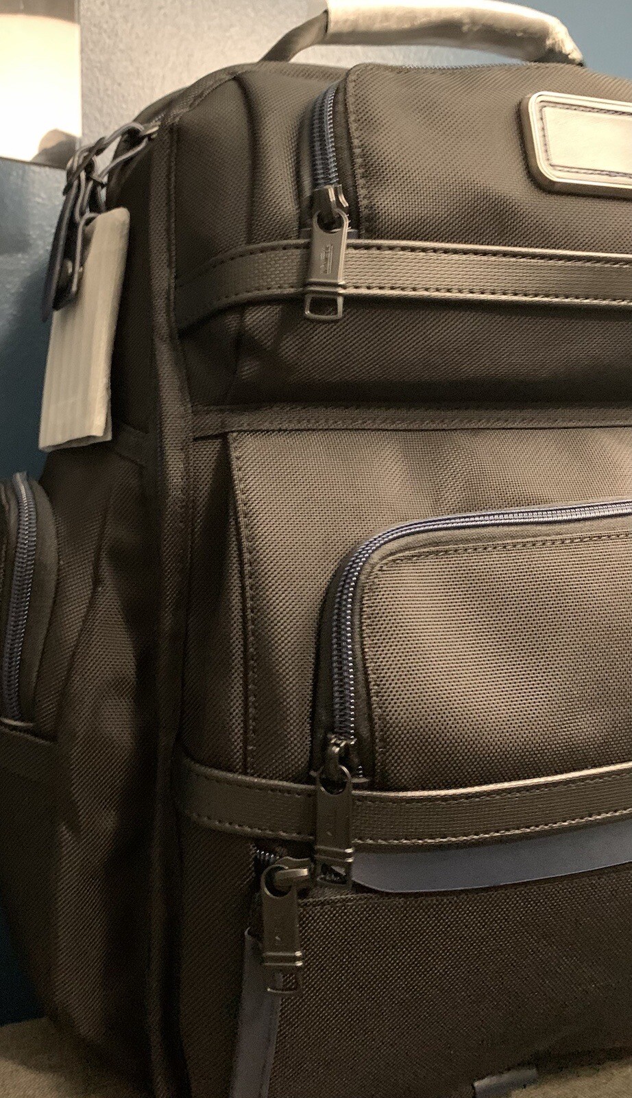 Tumi Alpha 3 Brief Laptop Backpack $625 NWOT Black with navy accent