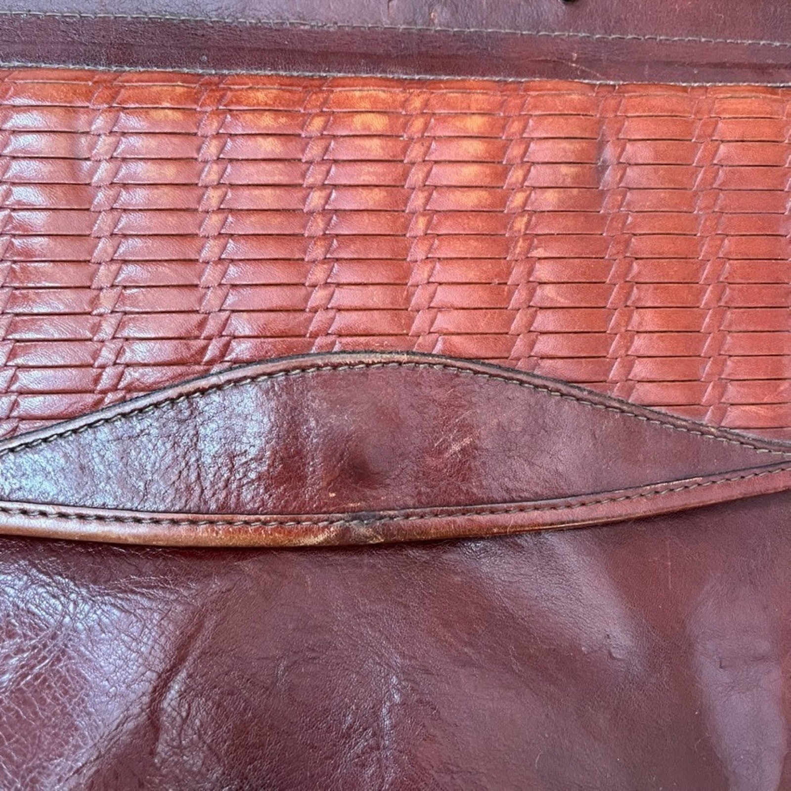 Jack Georges Woven Leather Tuscany Executive Briefcase 16″ Crossbody Brown