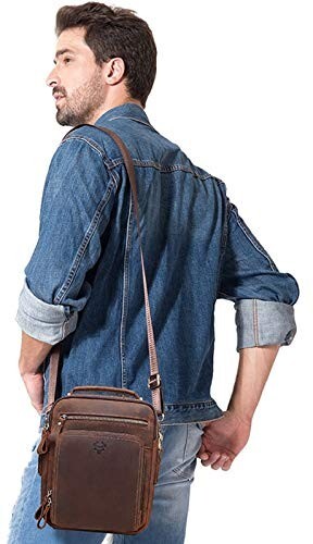 10 in long-lasting Leather Unisex Messenger Bag For Men & Woman (Brown)