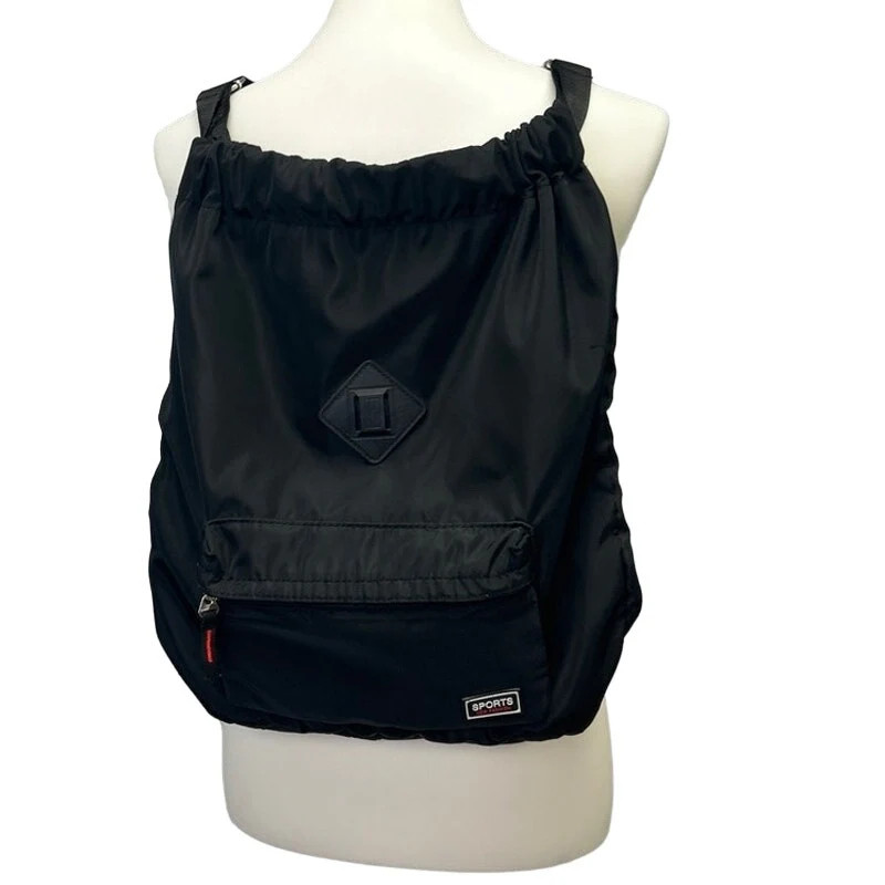 Sports New Fashion Black Machine Washable Vinyl Fabric Lots of Pockets Backpack
