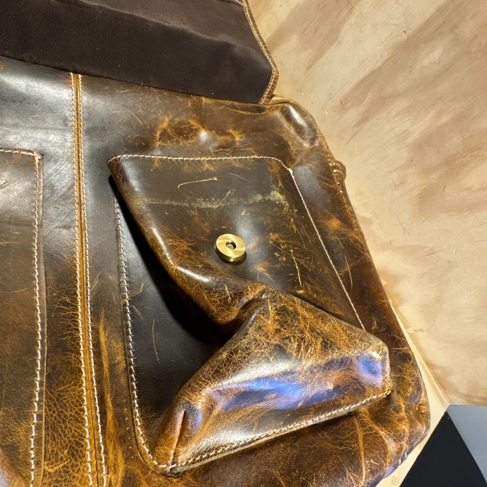 Vintage Gentleman The Clark Pilot Bag Buffalo Leather Bag Business Brown