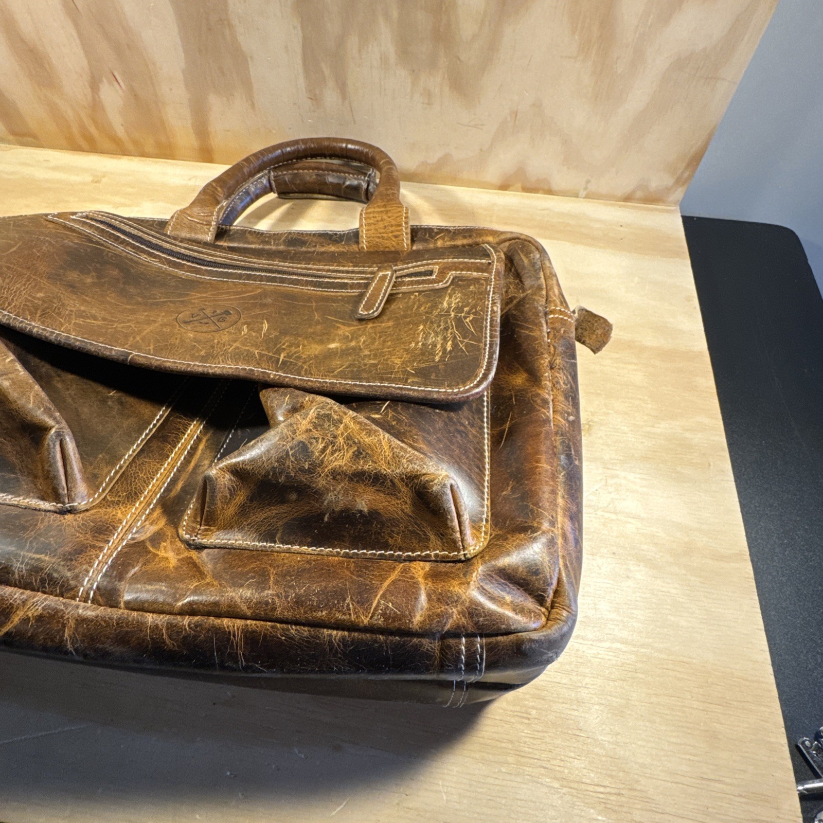 Vintage Gentleman The Clark Pilot Bag Buffalo Leather Bag Business Brown
