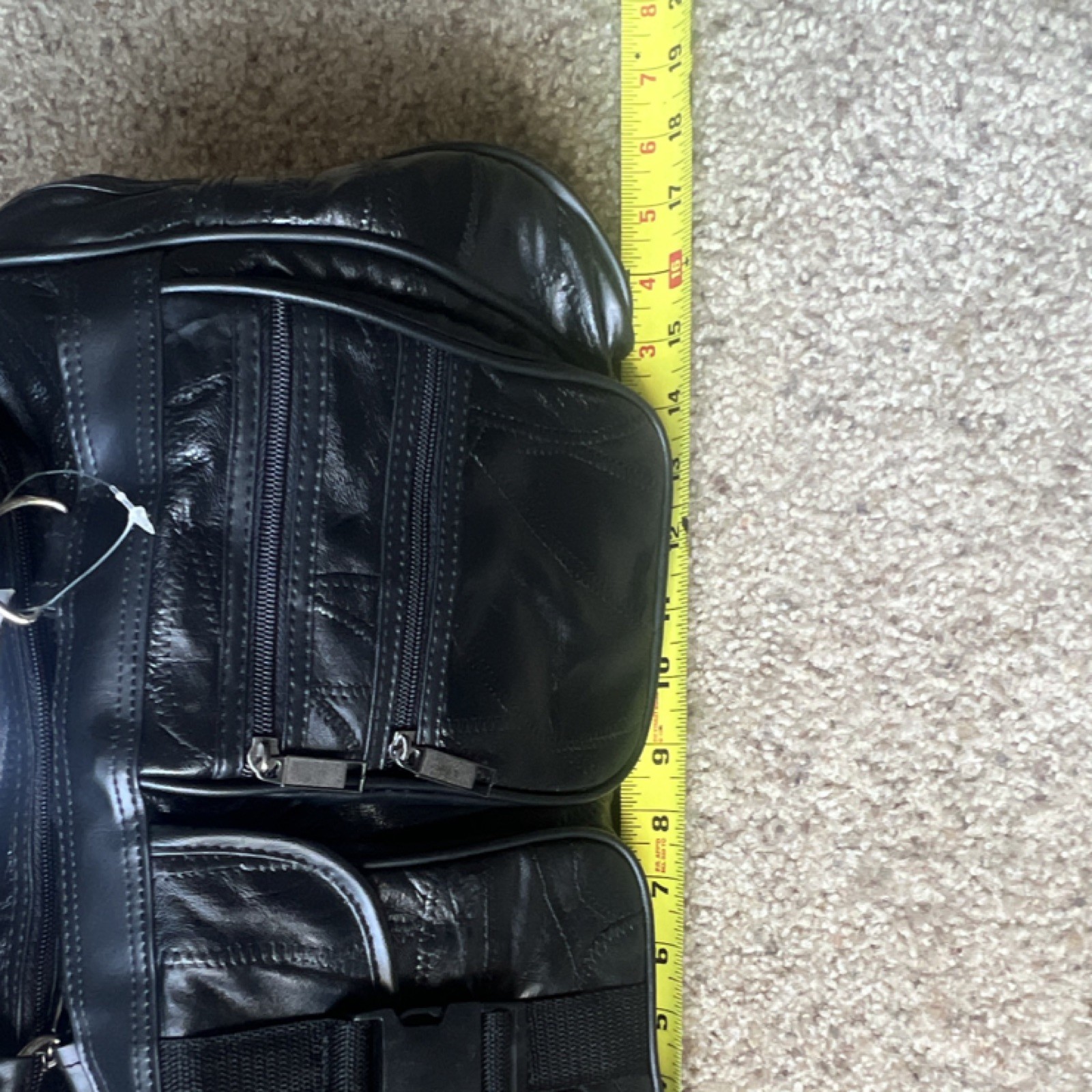 New Black Leather Bag with 5 Zip Pockets for travel, gym, business duffle