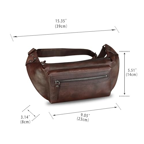Genuine Leather Fanny Pack for Men and Women – Waist Hip Sling Crossbody Coffee